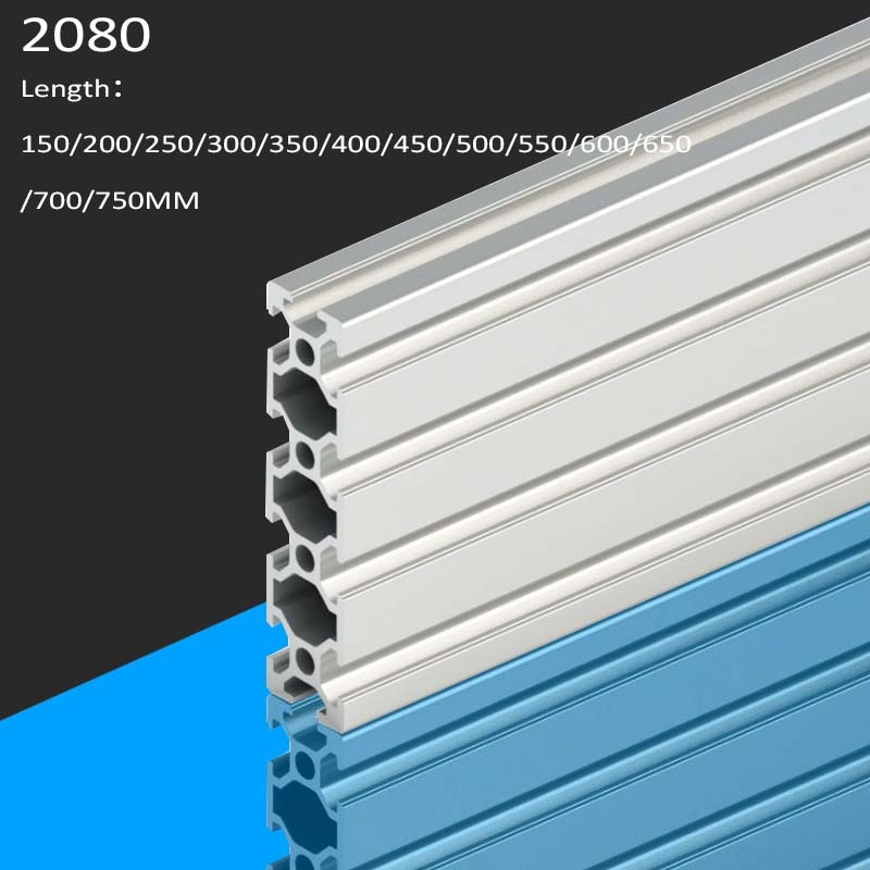 3d skrivardelar 2080 aluminiumprofil europeisk standard anodiserad linjär rail aluminiumprofil 2080 extrudering 2080 för cnc
