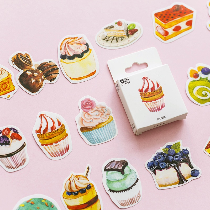 50 pcs/set Cute Cake Stickers Pack Sweet Dessert Cartoon Scrapbooking Sctickers Diy Decoration Journal Stationery