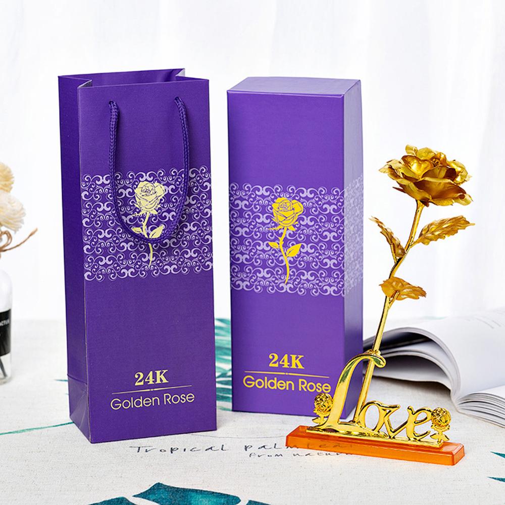 24K Gold Foil Rose Gold Rose Valentine's Day Wedding Anniversary Gold Foil Box Giveaway Small: Gold luxury