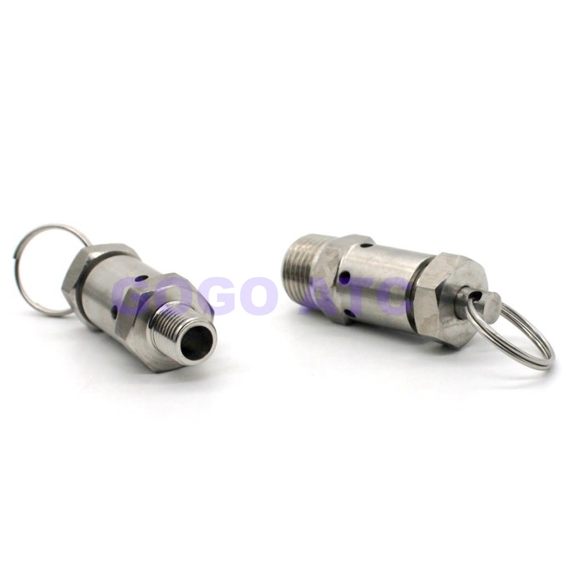 Stainless Steel Safety valve SS304 2bar/6bar/10bar male 1/4 1/2 inch BSP air pressure relief valve vent for Air compressor