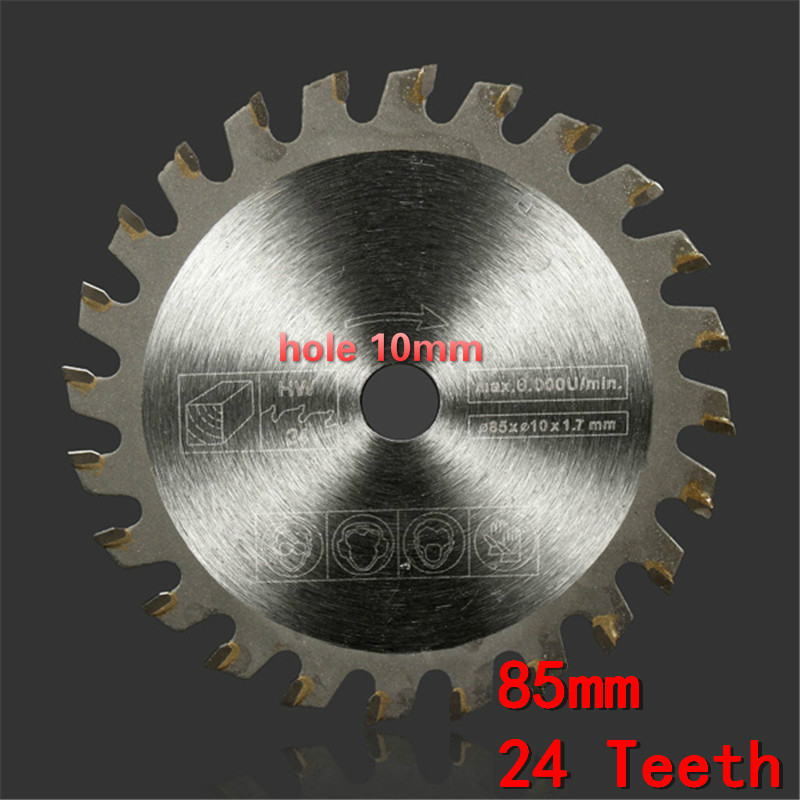 TCT-/05 de roue de lame de scie circulaire pour la coupe du bois, disque de coupe en carbure, travail de calcul, 85mm, 24 dents, 10mm, 1PC