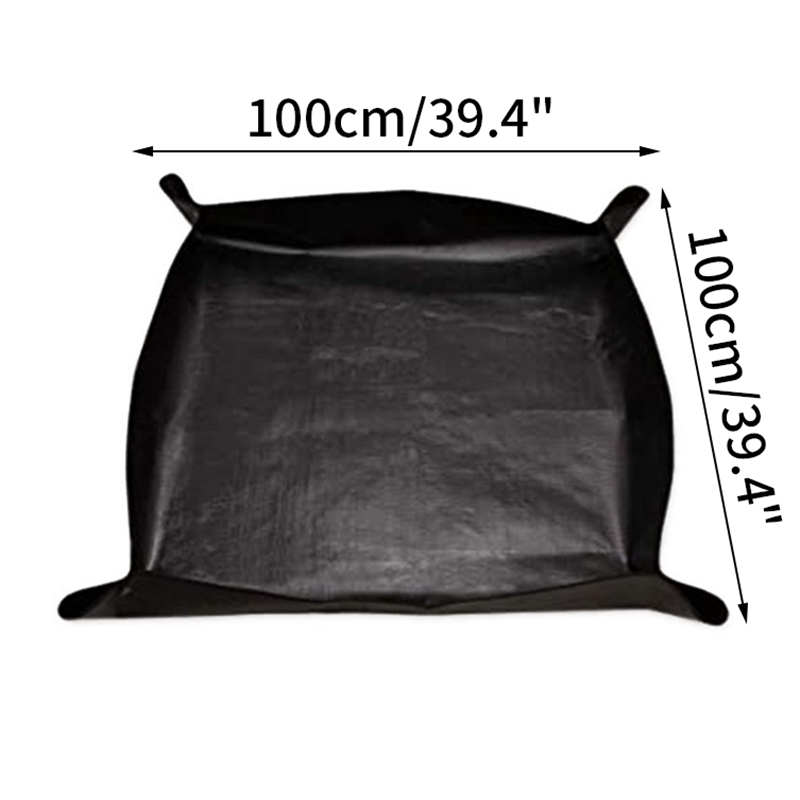 Planting Mat PE Square Gardening Mat Waterproof Plant Potting Mat Thicken Foldable Garden Pad Anti-dirty Transplanting Tarp: Black(PE)-3L