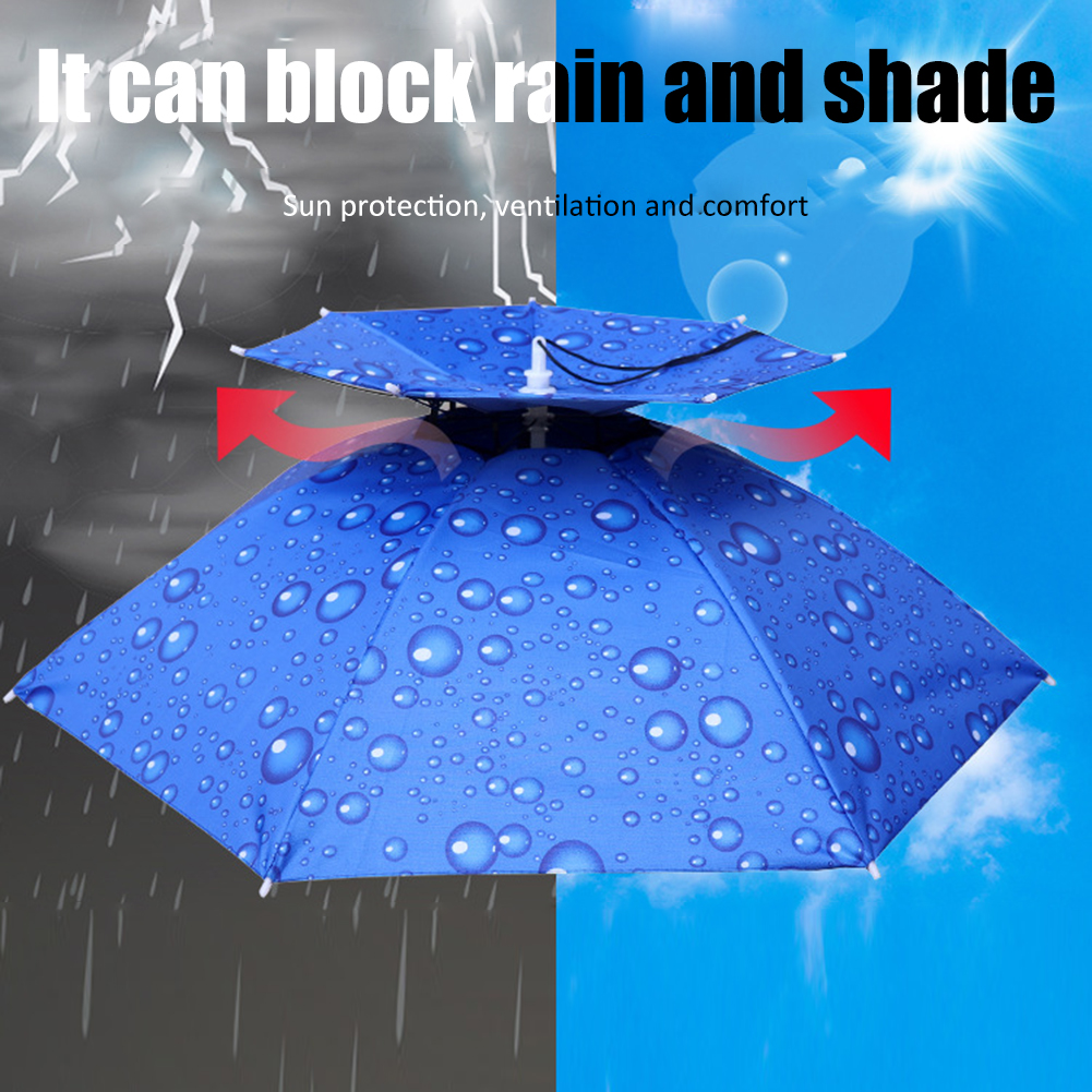 69/95cm Outdoor Portable Rain Umbrella Hat Foldable Fishing Sunshade Headwear Cap Waterproof Camping Fishing Beach Sun Hat