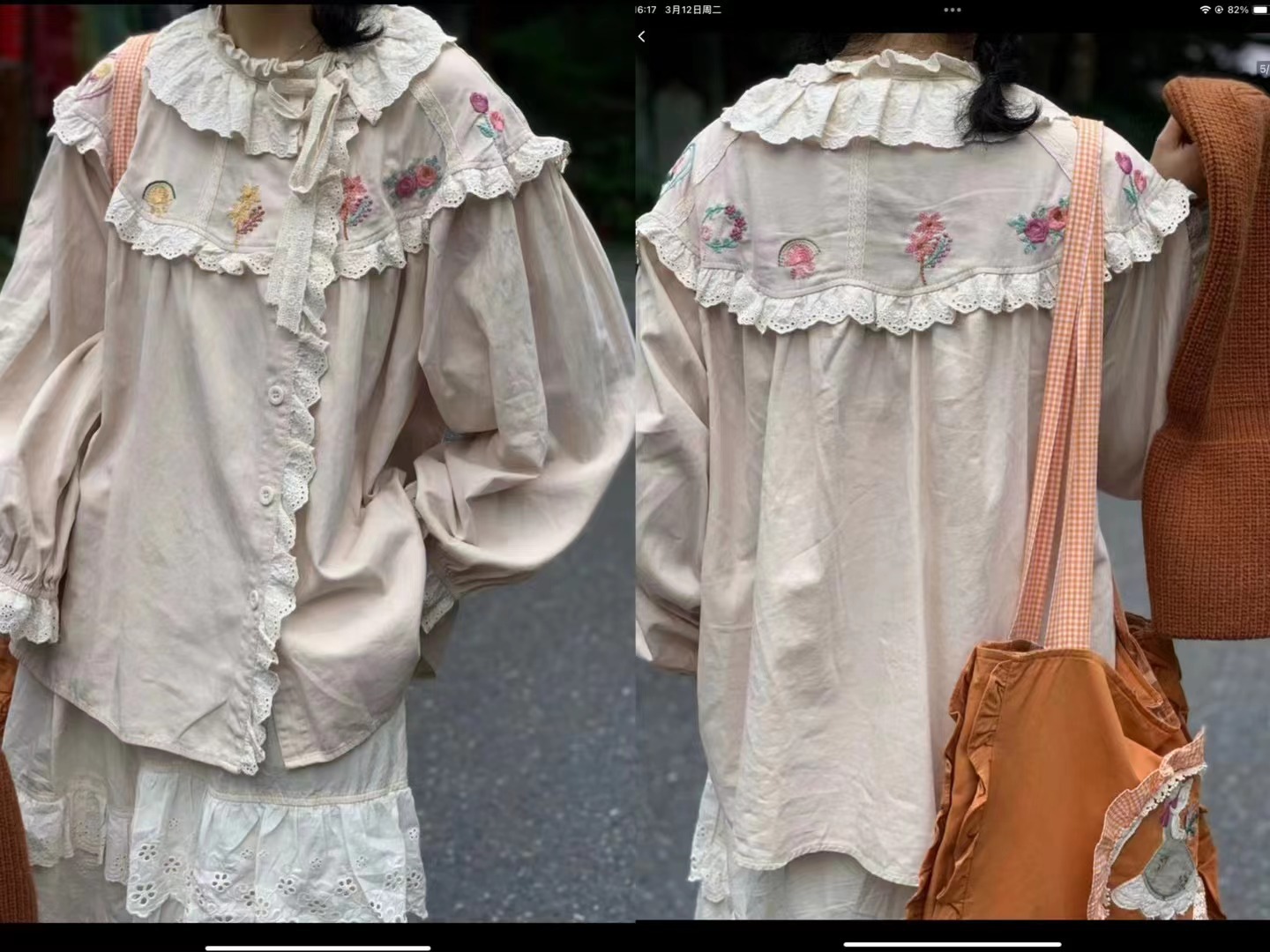 Spring Cotton Casual Long Sleeve Shirt Women Stand Neck Embroidery Top Girl Loose Sweet Blouses Summer T45852QM