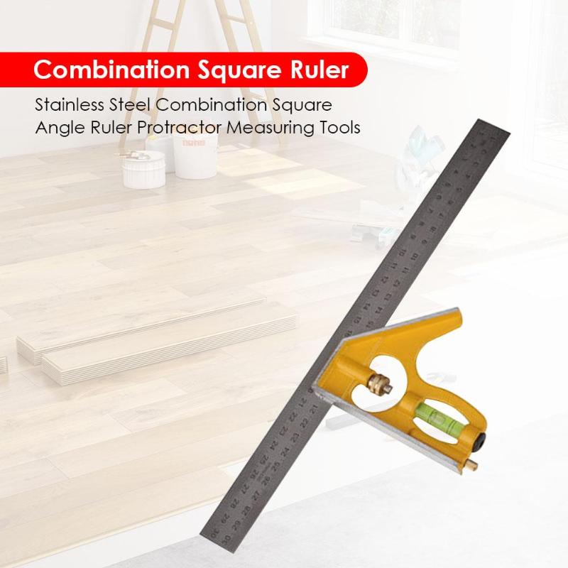 0-180 Graden Verstelbare Multi-functie Roestvrij Staal Combinatie Vierkante Hoek Heerser Gradenboog Meetinstrumenten