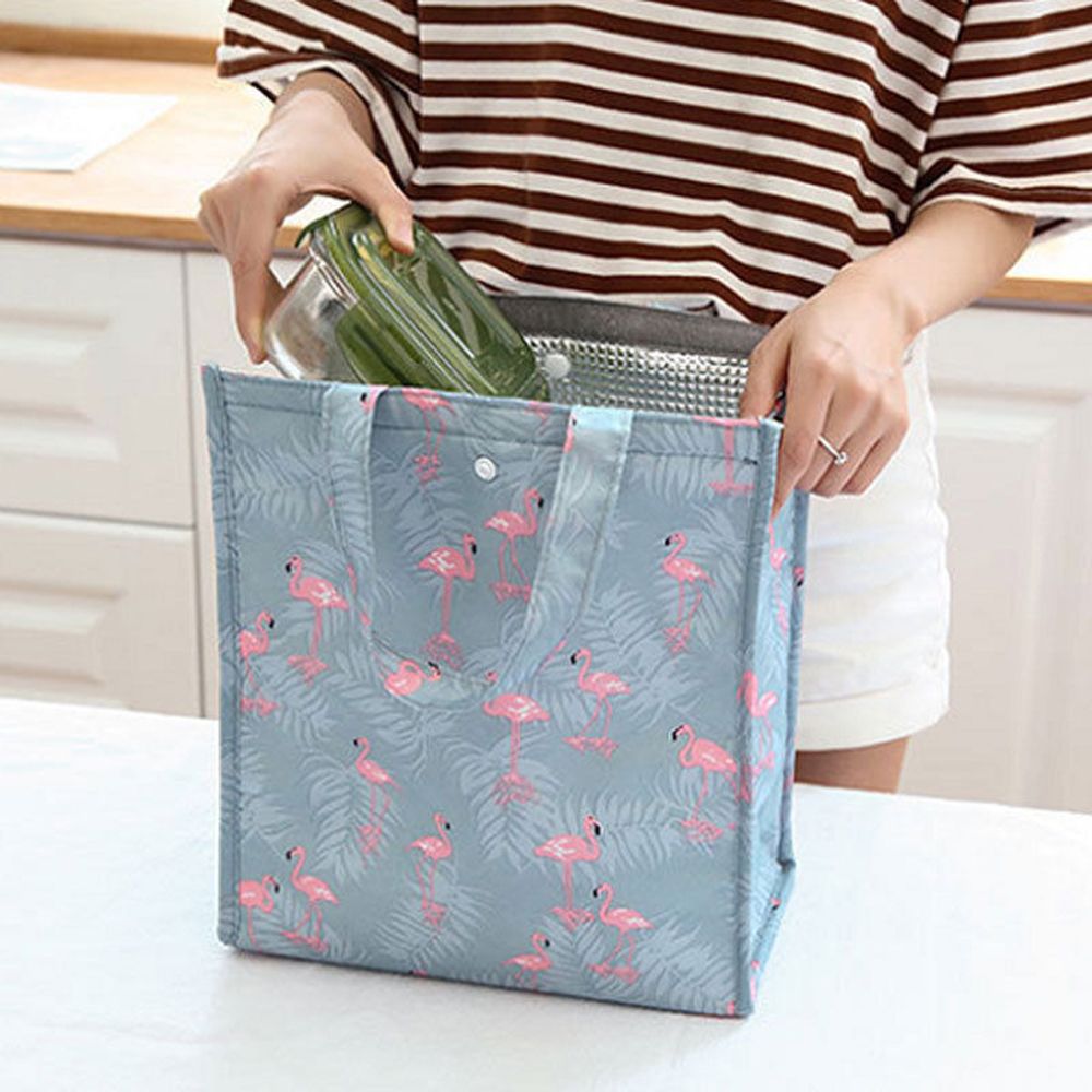 Animal Flamingo Lunch Bags Women Portable Functional Canvas Stripe Insulated Thermal Food Picnic Kids Cooler Lunch Box Bag Tote