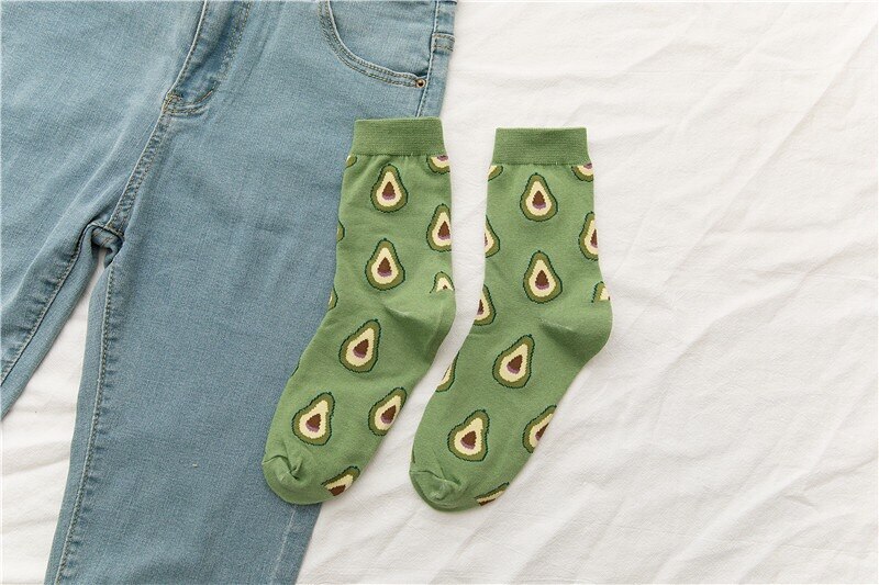 Sommar tecknad frukt bomull vattenmelon citron jordgubb banan avokado kvinnor koreansk version av strumpor street strumpor: 6