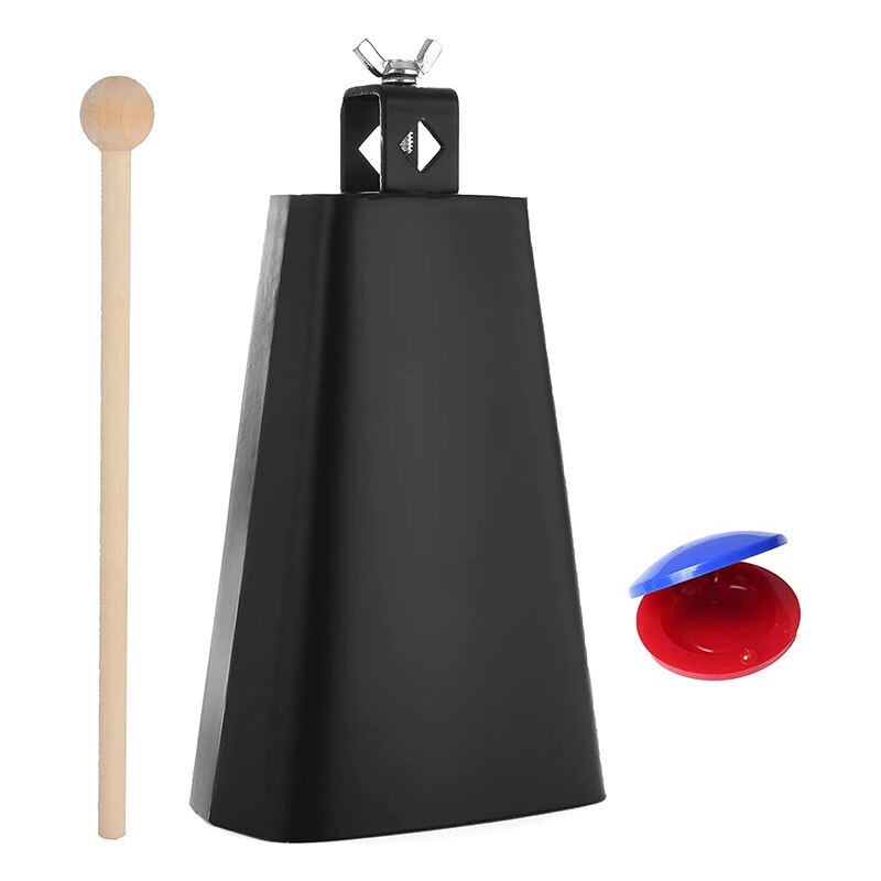 Cowbell Cow Bells,Cow Bell For Drum Set Hand Percussion Instruments Cowbells With Handle Stick Castanets: BlackBlueRed