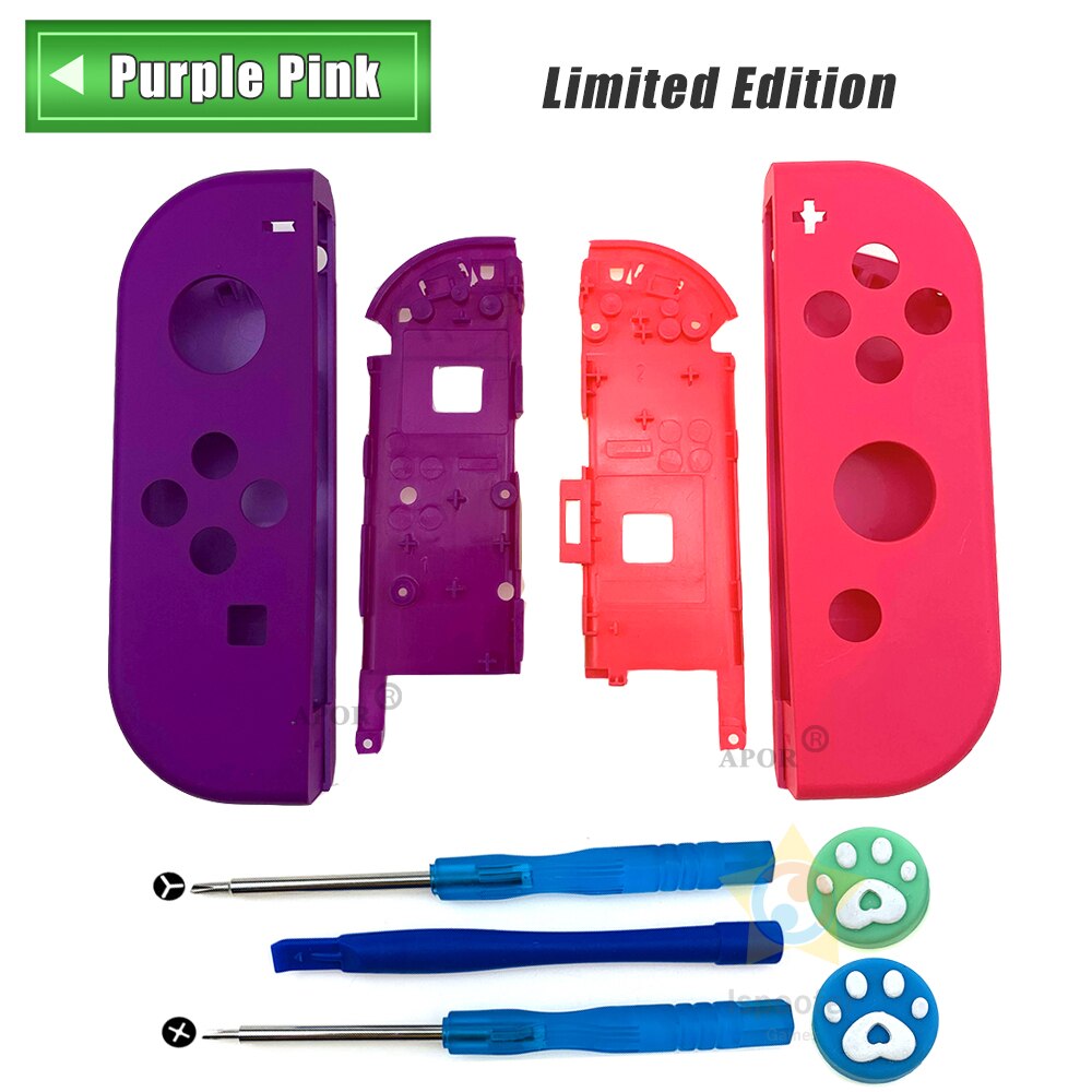 For Joy-con Shell for Nintendo Switch NS JoyCon Controller Replacement Housing Shell Right Left Case With Tools: Purple Pink