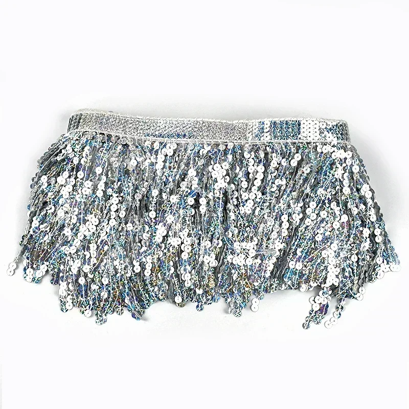 2/5/9 Meter 16 cm Perlen Fransenbesatz Pailletten Nähen Quaste bestickte Fransen Spitzenband Latein Kleid Kleidungsstück Besatzzubehör: M / Blau