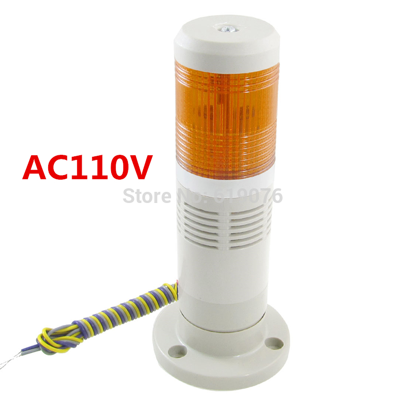 AC110V Industrial Yellow Signal Tower Alarm Warning Light with Buzzer Alarm Apparatus