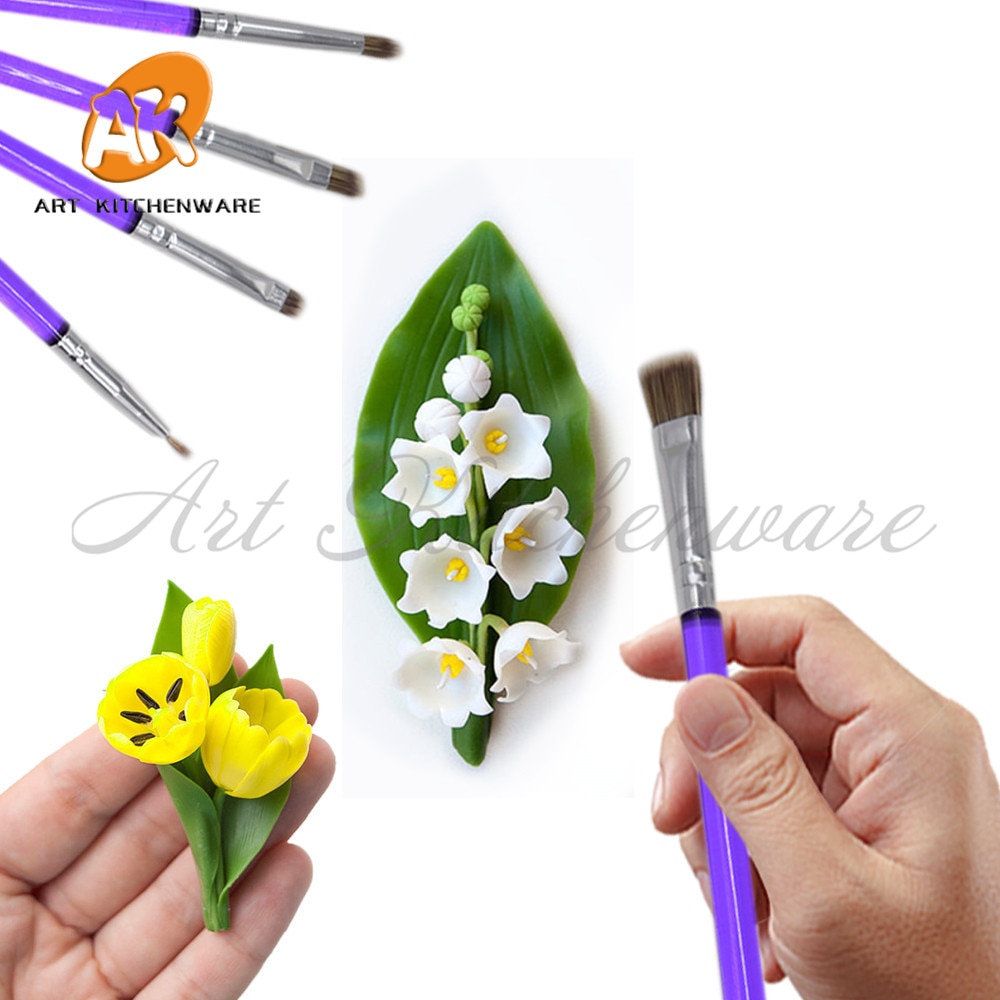 5pcsFondant Brush Cake Decorating Tools Painting Icing Dusting DIY Cooking Pastry Tools Baking Tools Sugarcraft Makeup Brush Set