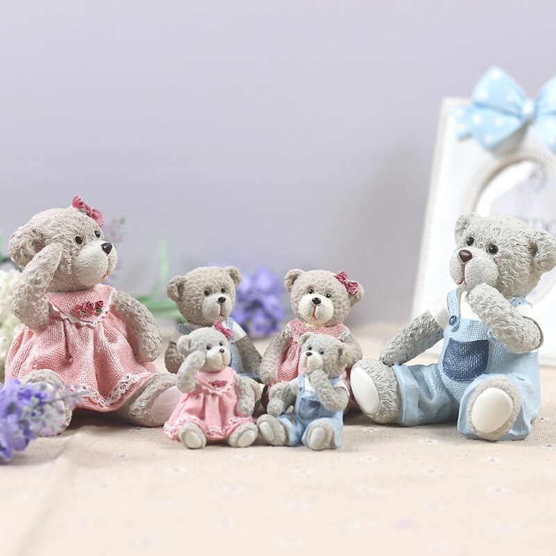 European Cute Teddy Tear With Lace Border Oval Square Shape 2x2 2.5x3.5 Pink Blue Resin Tabletop Baby Picture Photo Frame