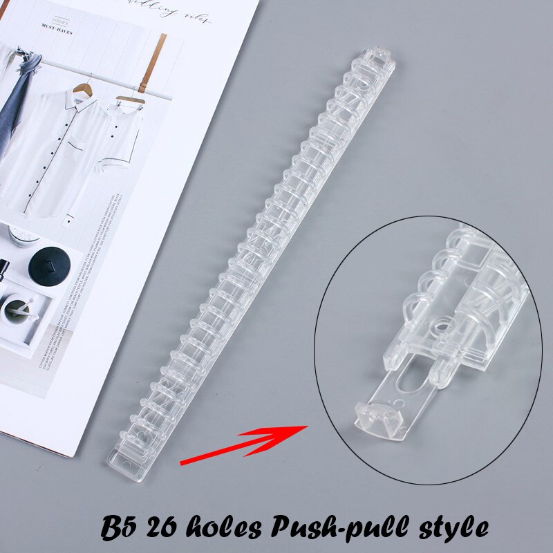 A5 B5 Crystal Loose-leaf Binder Transparent 20/26 Hole Bind Circle Calendar Ring Notebook Cover Diary Index Separator Organizer: B5 Pull style clip