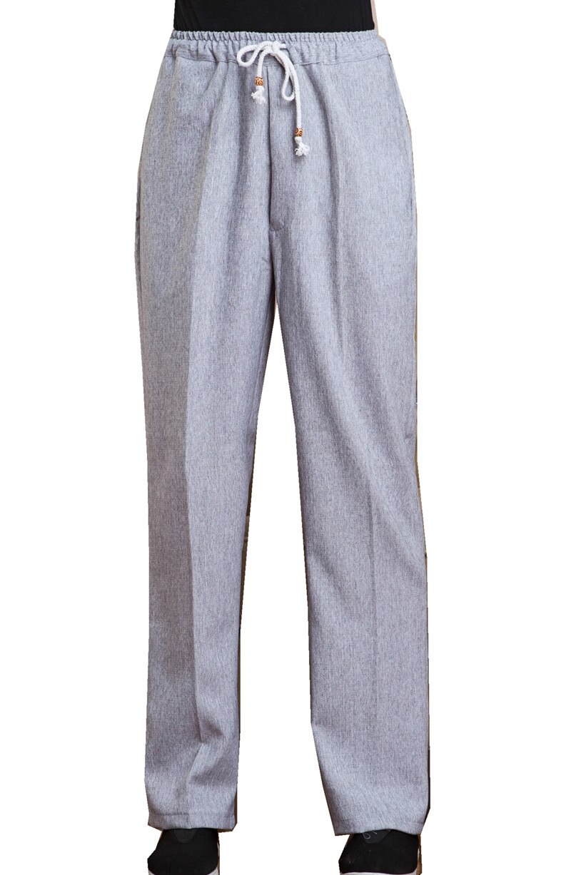 Shanghai histoire mélange lin pantalons décontractés hommes pantalon chinois mâle Kung Fu pantalon chinois traditionnel vêtements pour homme: Light Gray / XXXL