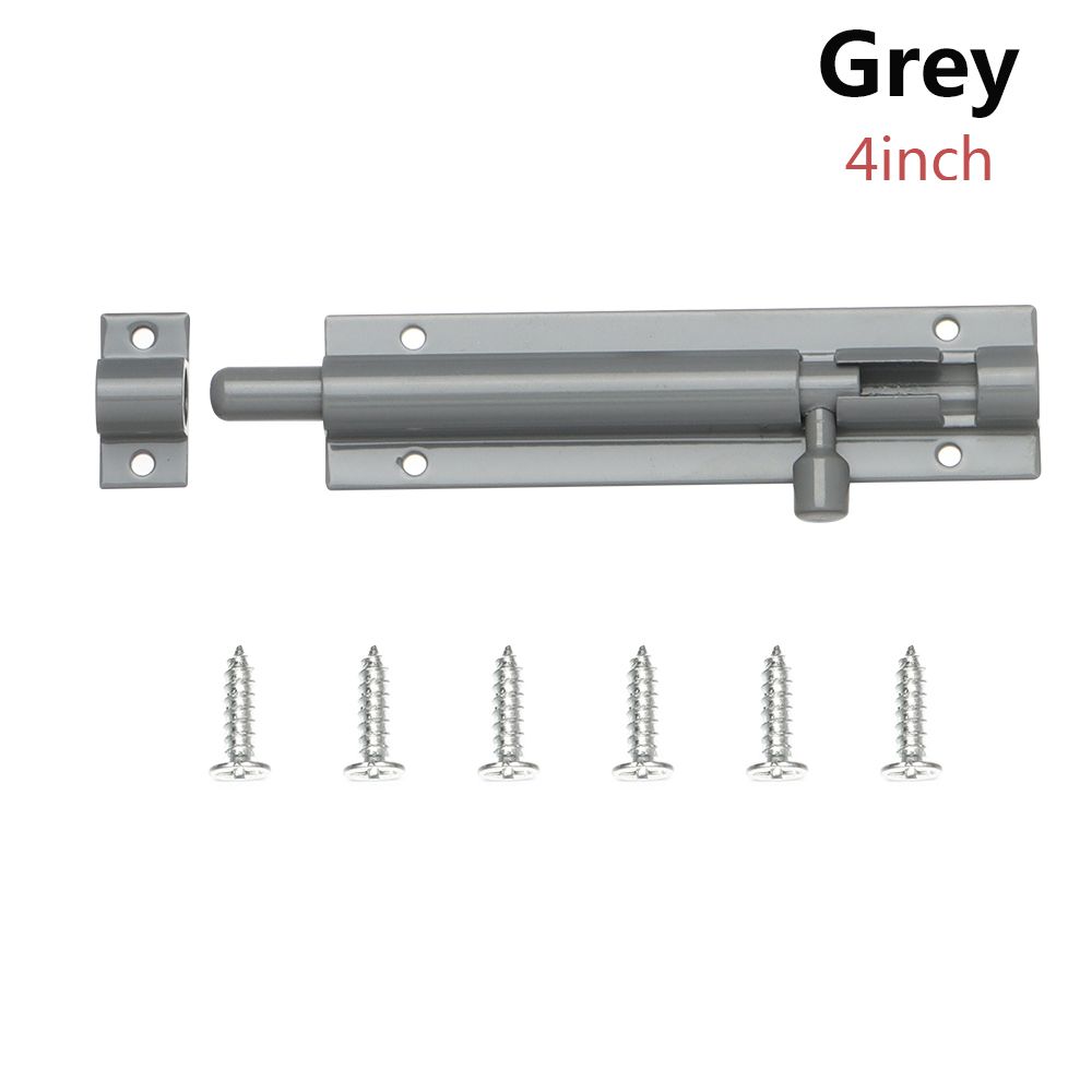 2/3/4/5/6/8inch Aluminum Alloy Door Latch for Home Window Catch Lock Slip Bolt Fiting Door Lock Buckle Silent Gate Hook Hardware: grey-4inch