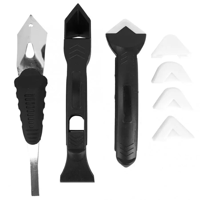 3In1 Silicone Remover Caulk Finisher Sealant Smooth Scraper Grout Kit Tools Plastic Hand Tools Set Accessories Scraper