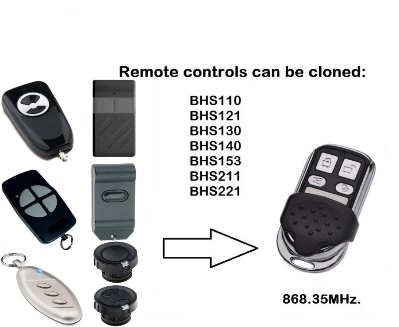 Voor BHS110 BHS140 Garagedeur Afstandsbediening 868.3 Mhz
