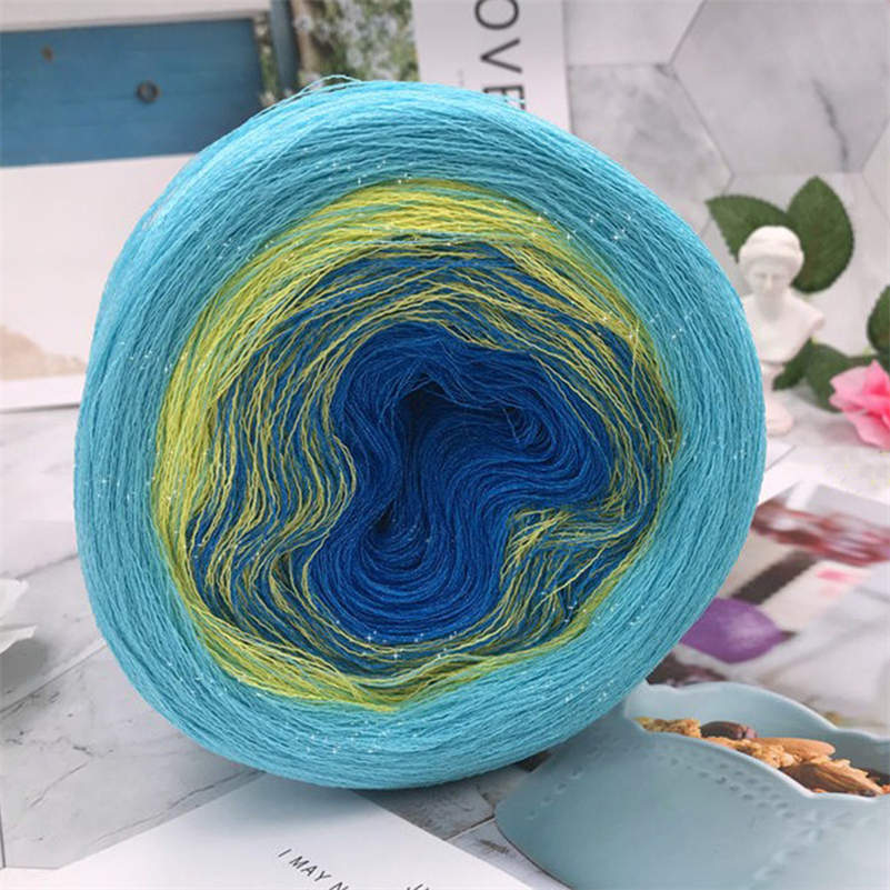 Cake Gradient Rainbow Color Cotton Yarn 500g Fancy Hand-Crocheting Yarn for Shawl Children Dress Diy Hand Knitting Materials: 12