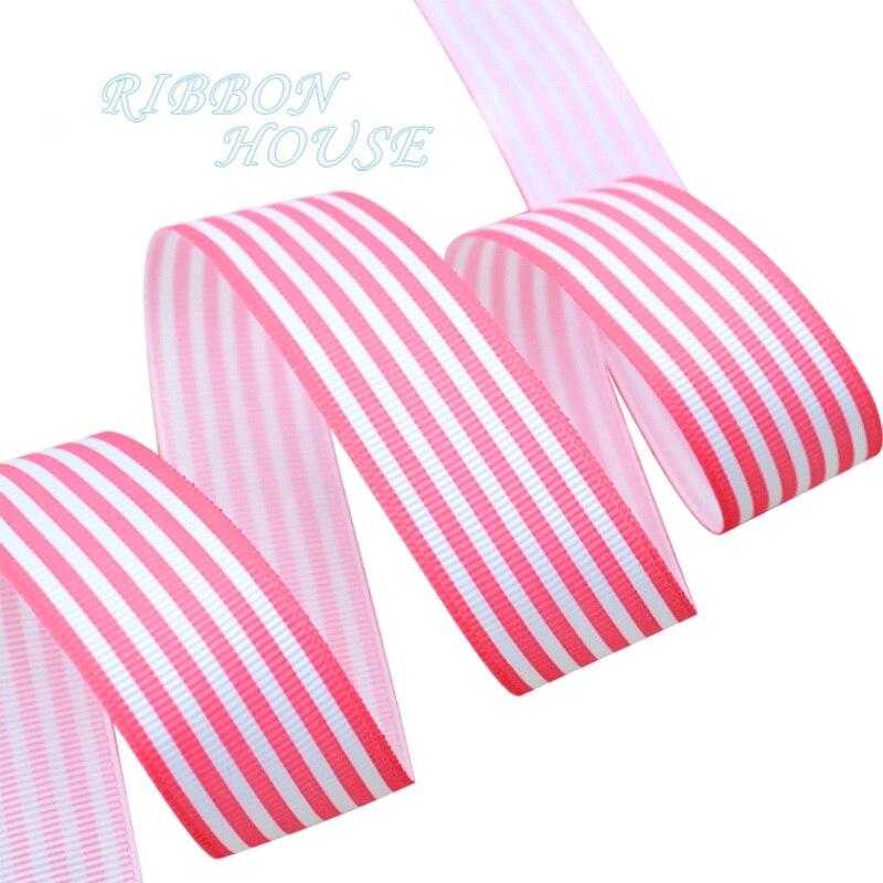 Cinta de grogrén a rayas de 25mm, cintas de decoración para envolver , impresas, 20 yardas/lote: Peach Red
