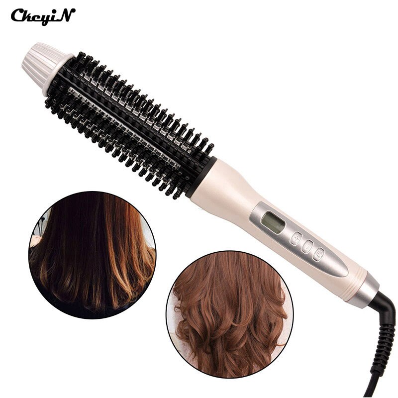 CkeyiN LCD Display 2 In 1 Ceramic Hair Straightener Comb Hair Curler Curling Roller Beauty Care Iron Brush Styling Tools 41