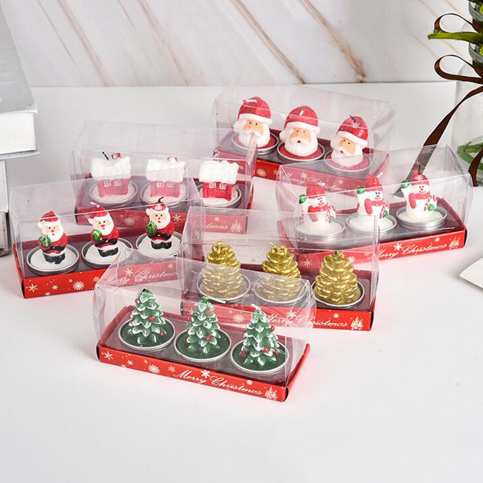 3Pcs/Set Christmas Candles Santa House Snowman Christmas Tree Paraffin Candles Wedding Party Candles Decor Light #3