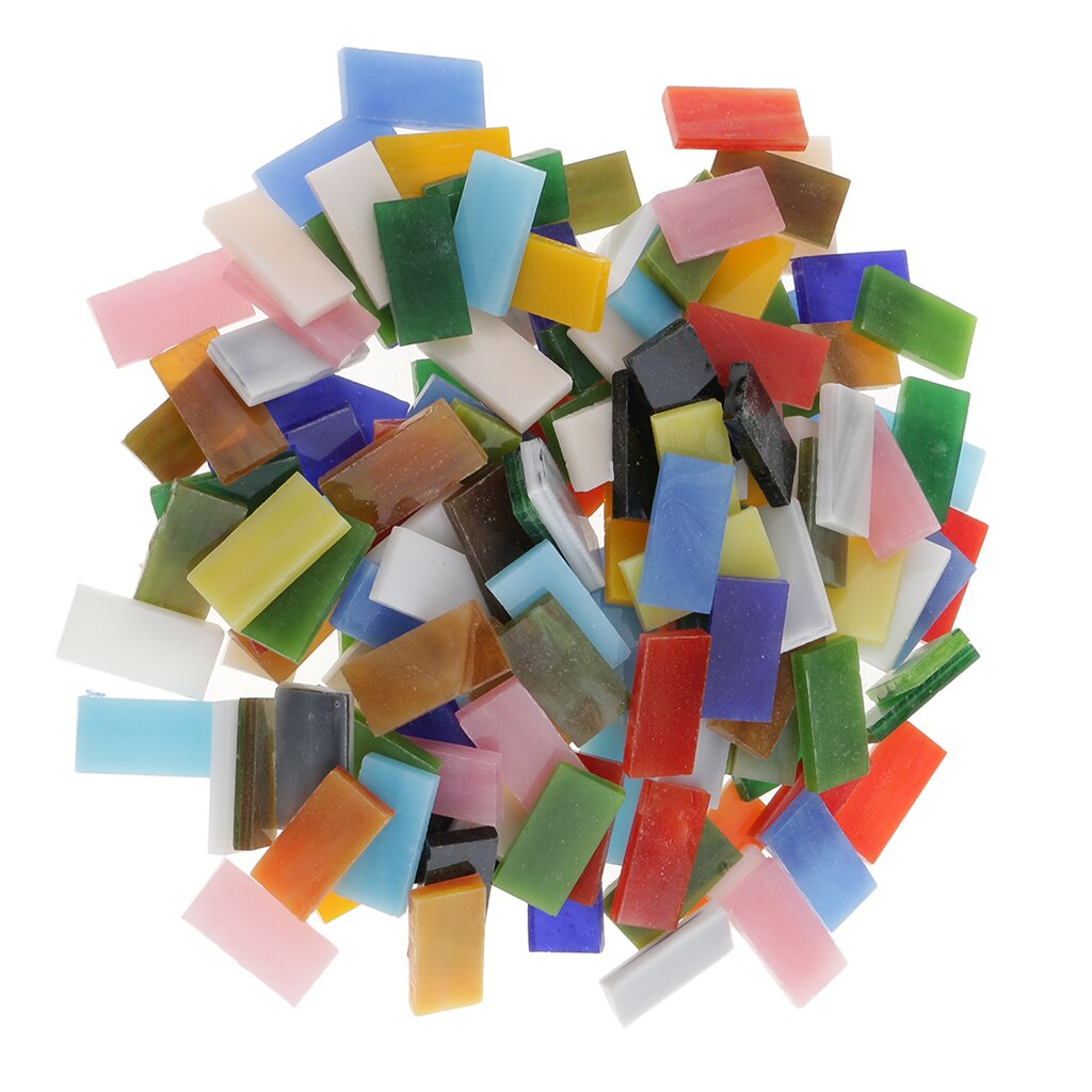 10x20mm Rectangle mosaïque carreaux vitrail pièces fournitures pour enfants artisanat pierres en vrac, coloré, ensemble de 150 pièces