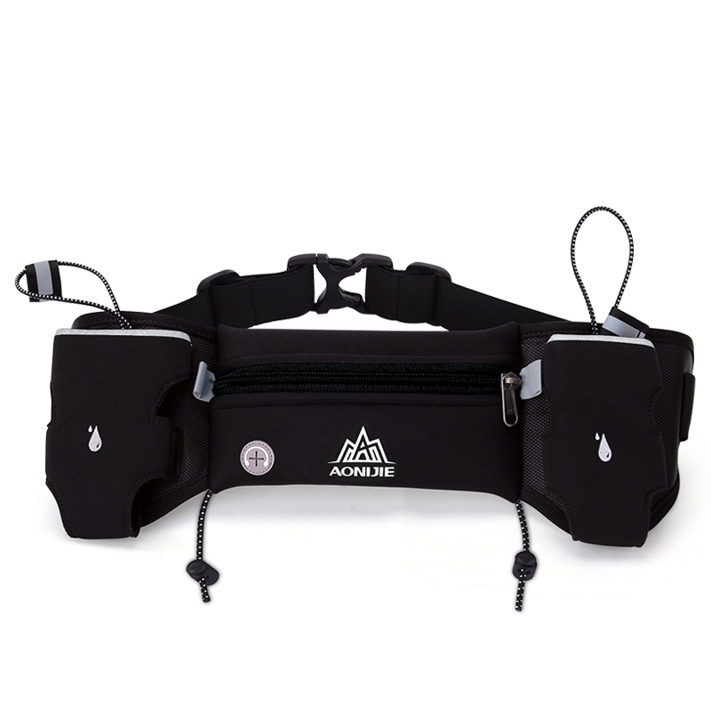 * AONIJIE E834 Marathon Jogging Fietsen Running Hydratatie Riem Heuptas Pouch Fanny Pack Telefoon Houder Voor 250 ml Water flessen: Black