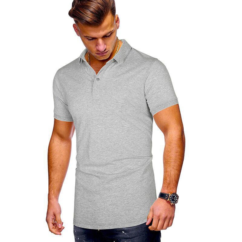 Summer Short Sleeve Cotton Polo Shirt Men Lapel Slim Solid Color Clothing Factory Staff Workwear 3XL