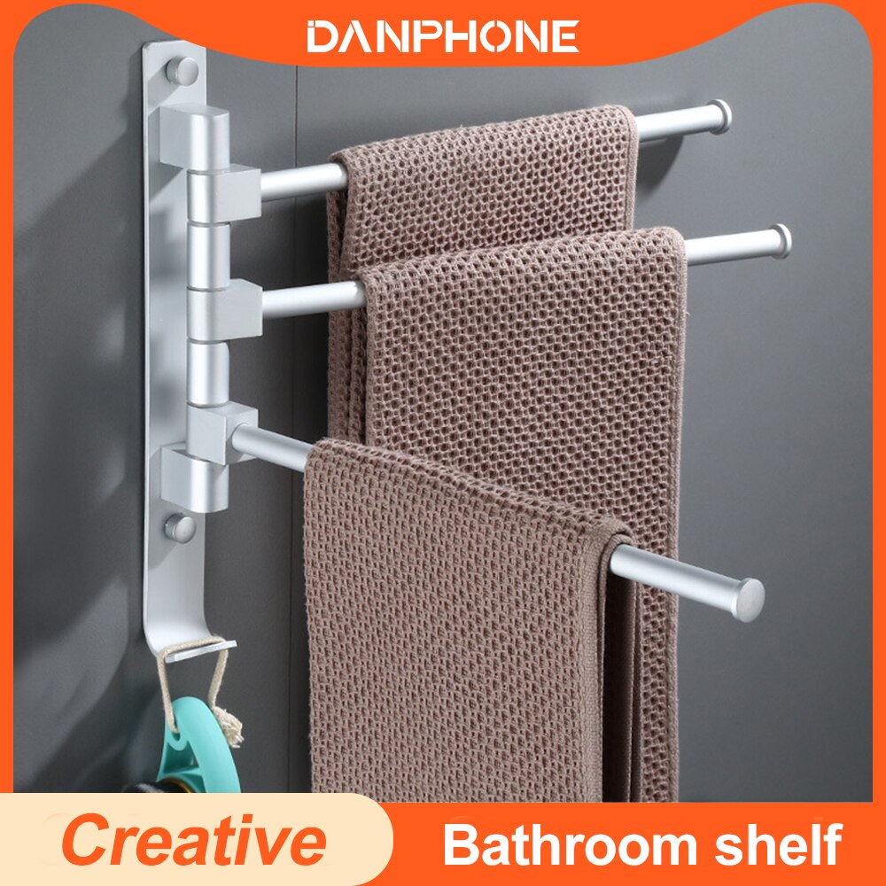 Toallero de baño con 3/barras 4/5 movibles, estante moderno Simple para accesorios de baño, color negro