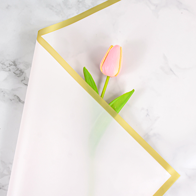 Papel de de flores con borde dorado, embalaje de medio transparente, ramo de floristería, papel de para boda, de cumpleaños, 5 uds.