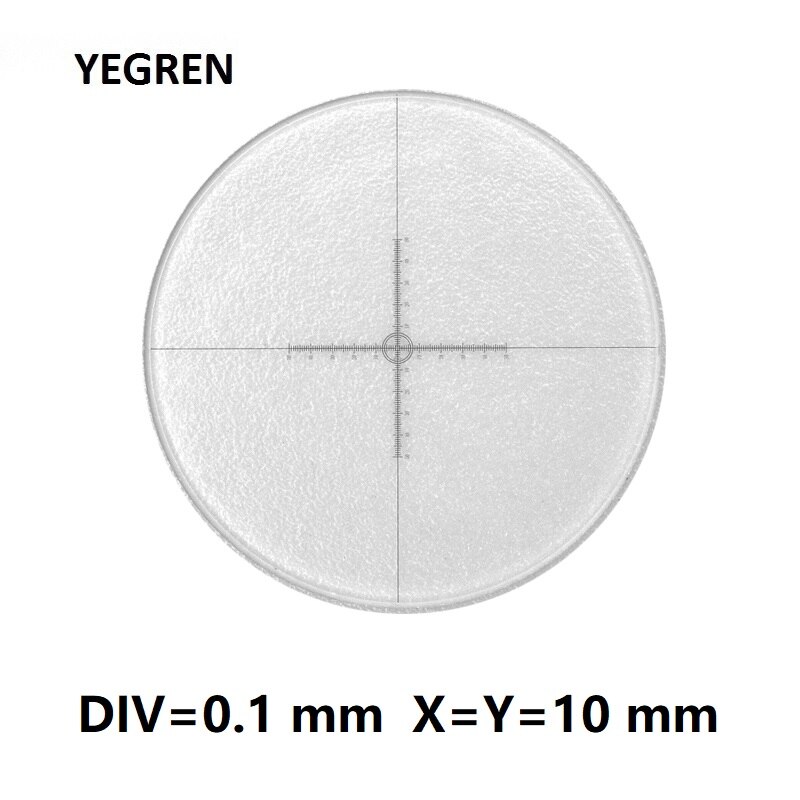 DIV=0.1 mm X=Y=10 mm Diameter 24 mm Ocular Calibration Ruler Cross Reticle Scales Measurement Eyepiece Micrometer for Microscope
