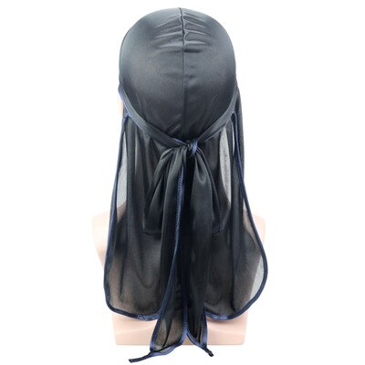 Luksus herre silkeaktig durags bandana turban lue parykker doo menn sateng durag biker hodeplagg pannebånd pirat lue hårtilbehør: 2