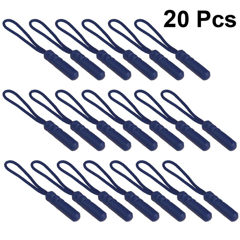 20 stuks cilinderkop rits trekker kleding plastic rits kop compacte rits trekkoord multifunctionele rits trekker voor kleding: Marineblauw