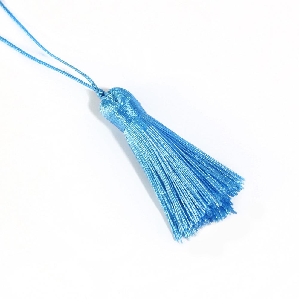 2 pçs poliéster seda borla pingente 5.5cm longo algodão borla para decoração de casamento casa diy costura cortina acessórios: Azul