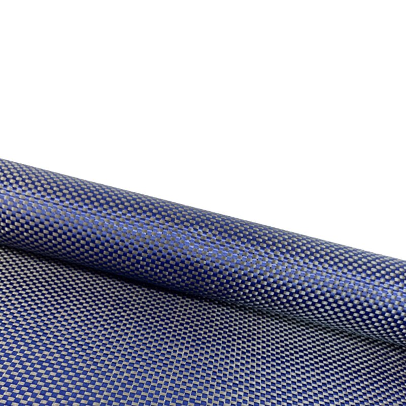3K Yellow/Red/Blue Plain Aramid Carbon Fiber Blended Fabric Carbon Cloth 200gsm 50cm*100cm: Blue Black