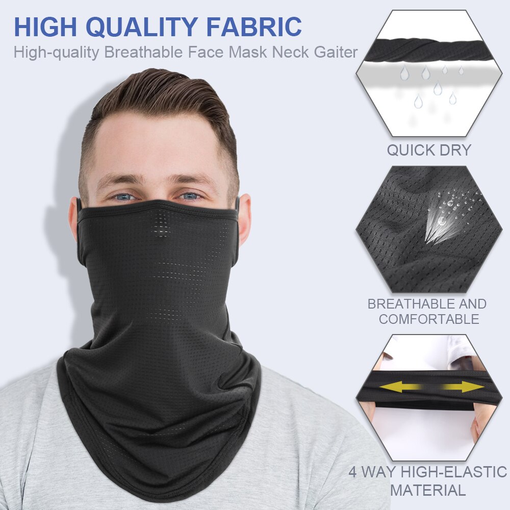 Sort hvid hals gamacher tube tørklæder åndbart ansigtsdæksel ørehængende balaclava sommersol anti-uv bandana pandebånd mænd kvinder