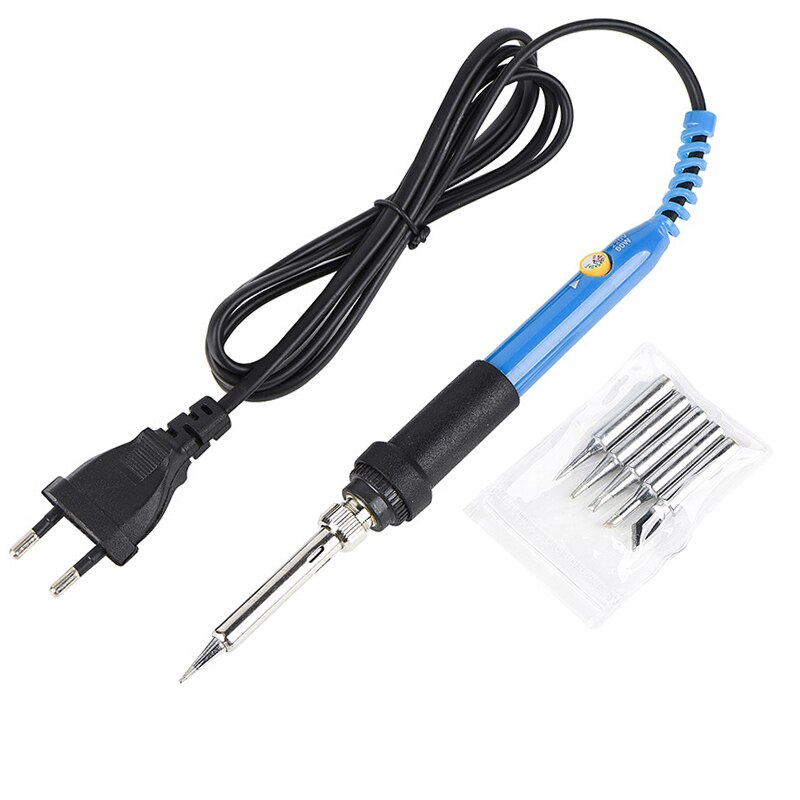 Soldador eléctrico de temperatura ajustable 220V 60W enchufe de la UE soldadura Estación de Reparación lápiz de calor 5 uds herramienta de reparación de puntas: 2pcs
