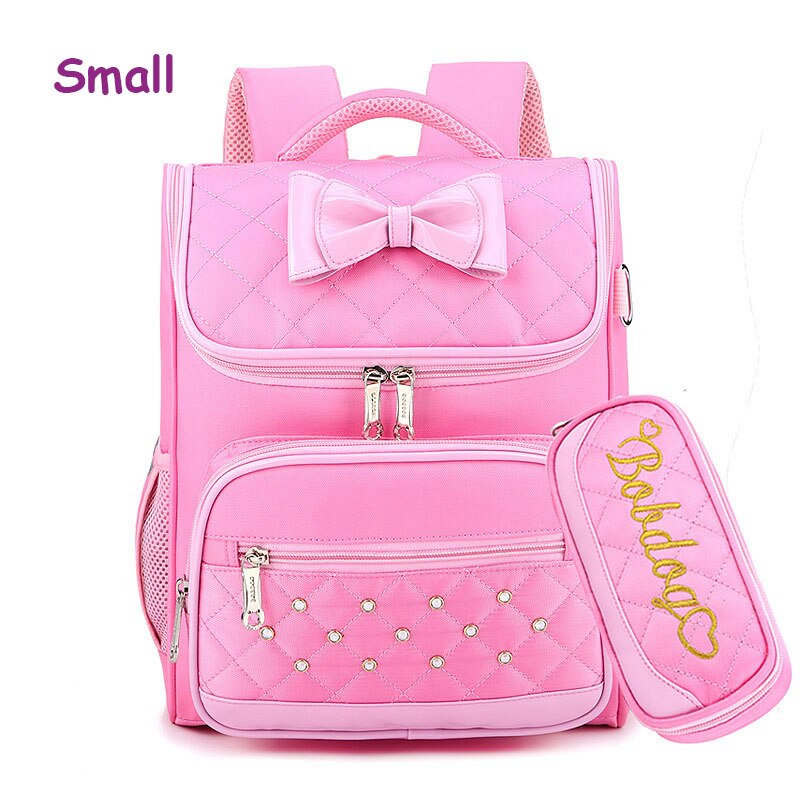 6-10 jahre Mädchen Schule Taschen Bogen Prinzessin Rucksäcke Kinder Schule Taschen Kinder Mädchen Schulranzen Knapsack mochila infantil menina: small pink