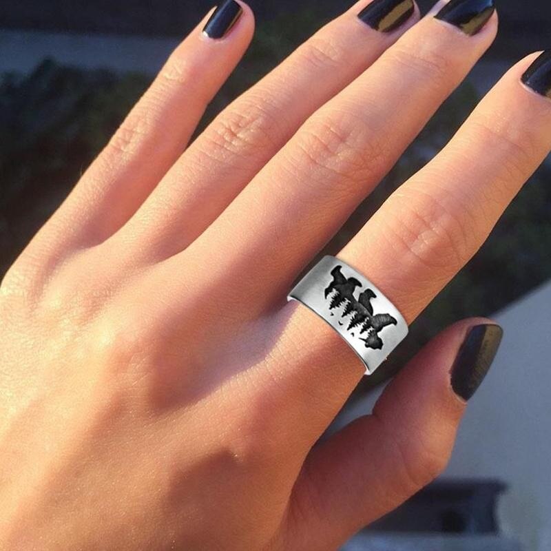 Stücke Jahrgang drucken Weiß Bär Wald Ring Für Frauen retro Schmuck Weibliche Ebene Legierung Party Punk Männer Silber s9S1
