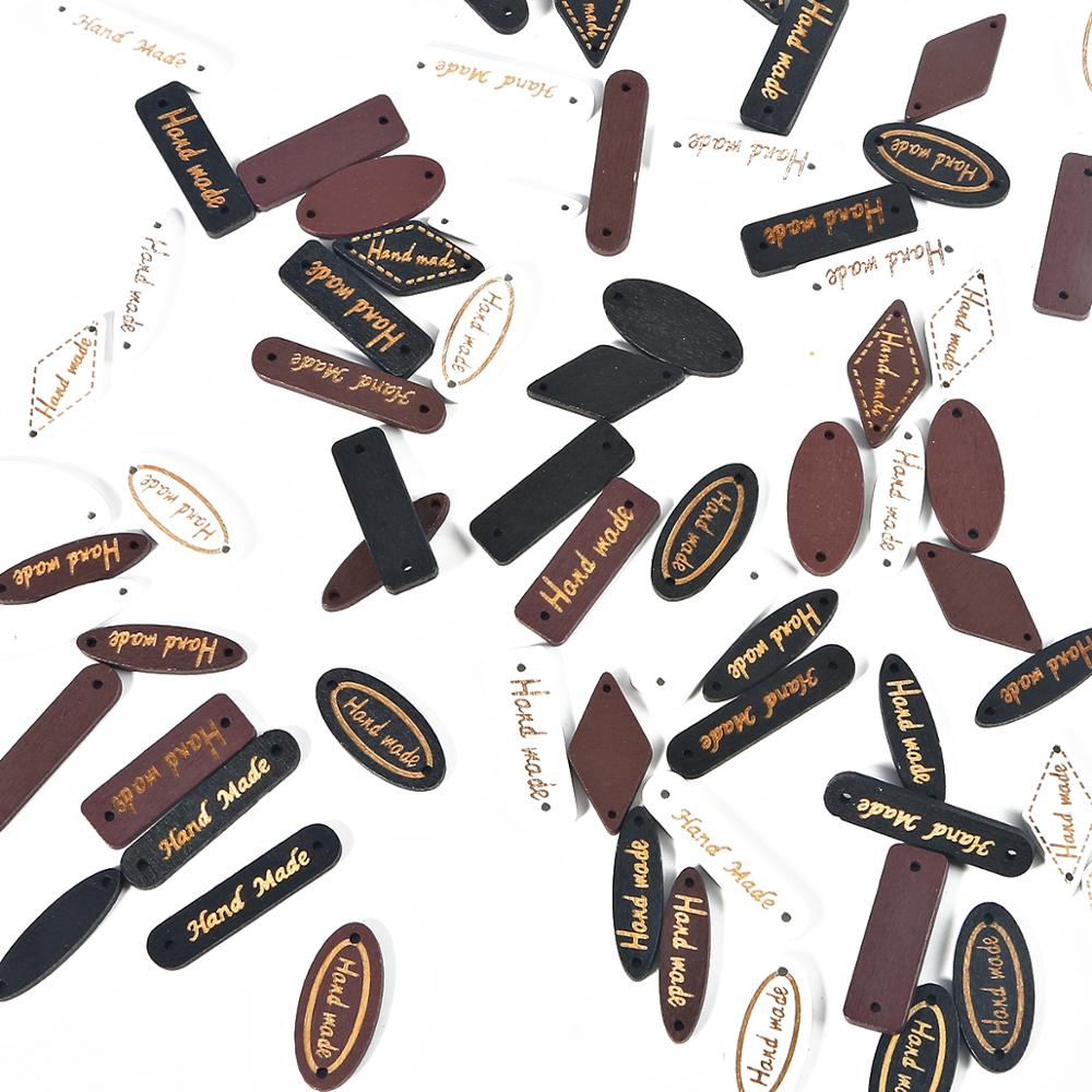 Mix-briljant-vorm 50 stuks/lot gemengde kleuren handgemaakte letters naaien natuurlijke houten knopen kleding decoratie naaien scrapbooking thuis