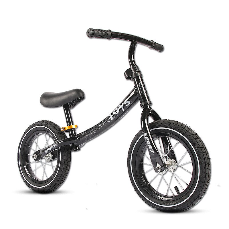 3-6 Years Old Children's Balance Bike 12-inch Scooter Baby Walker Two-wheeled Outdoor Sports Bicycle Kid Toy: black