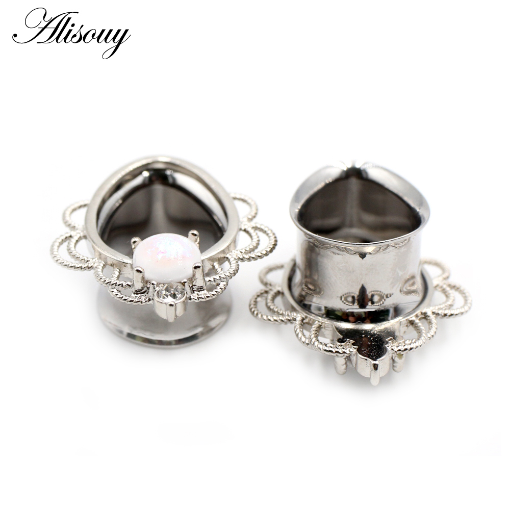 Alisouy 2PC Ear Piercing Plugs Tunnels Expanders Body Jewelry Gauges Studs Stretcher Earrings Jewelry 0G 00G