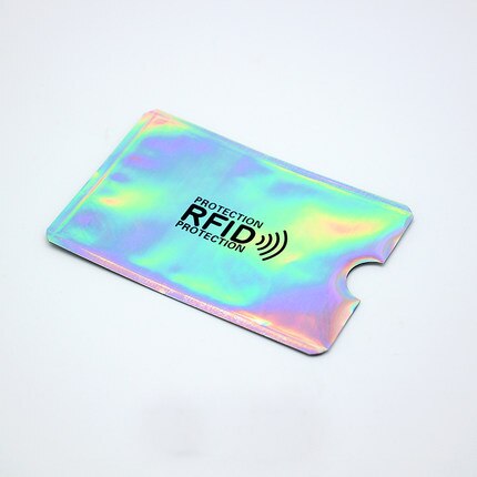 5 kpl turvavarkaudenestolukija rfid-sulkuholkki suojaa luottokortteja kotelon kansi alumiinipinnoitettu paperi id pankkikortin pidike: B-väri hopea