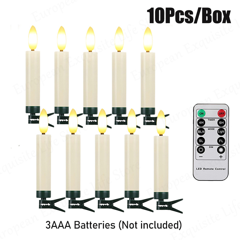 Lumières LED pour sapin de Noël, cône sans flamme, scintillant avec minuterie à distance, intensité variable, Noël, mariage, ci-après, 10 pièces, 20 pièces, 30 pièces: blanc chaud