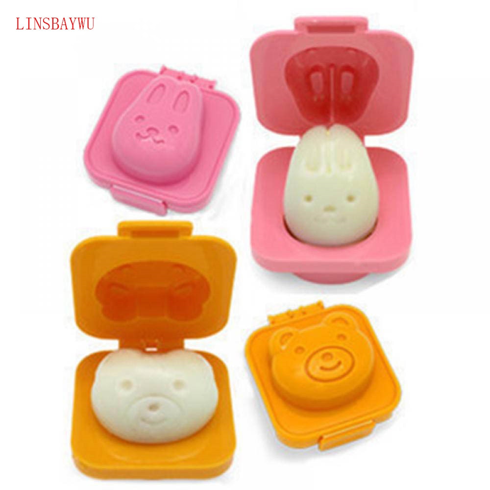 LINSBAYWU 2Pcs Boiled Egg Mold Cute Cartoon 3D Egg Ring Mould Bento Maker Cutter Decorating Egg Tool