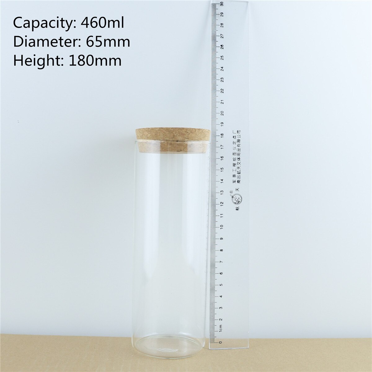 4pcs/lot 65*180mm 460ml Thick Glass Bottle Cork Stopper Spice Bottles Container Jars Vials DIY Craft Kitchen Storage Bottles