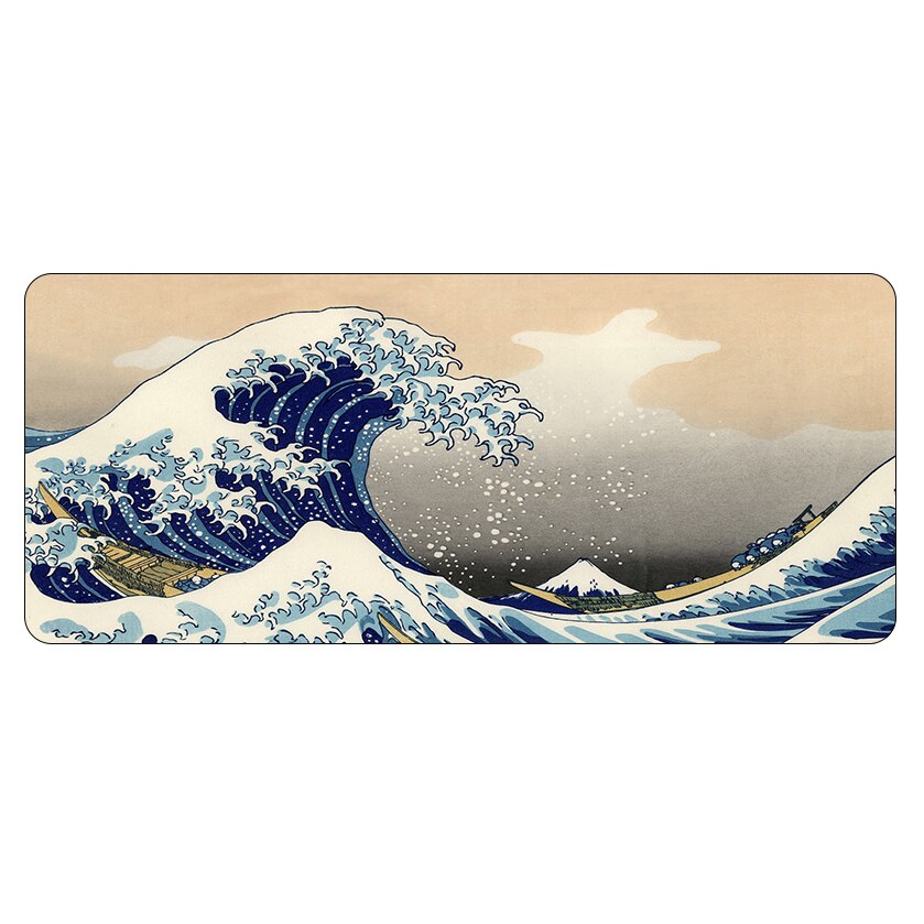 Large Gaming Mouse Pad Japan The Great Wave of Kanagawa Computer MousePad Gamer Rubber XL Speed Notebook Keyboard Desk Mat: Coffee / 700x300x2mm