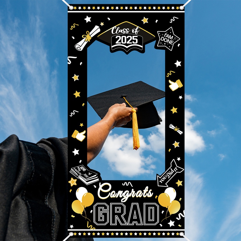 Graduation Photo Booth Prop Frame Banner Frame Backdrop Class of Grad Celebrations Decor Shooting Supplies