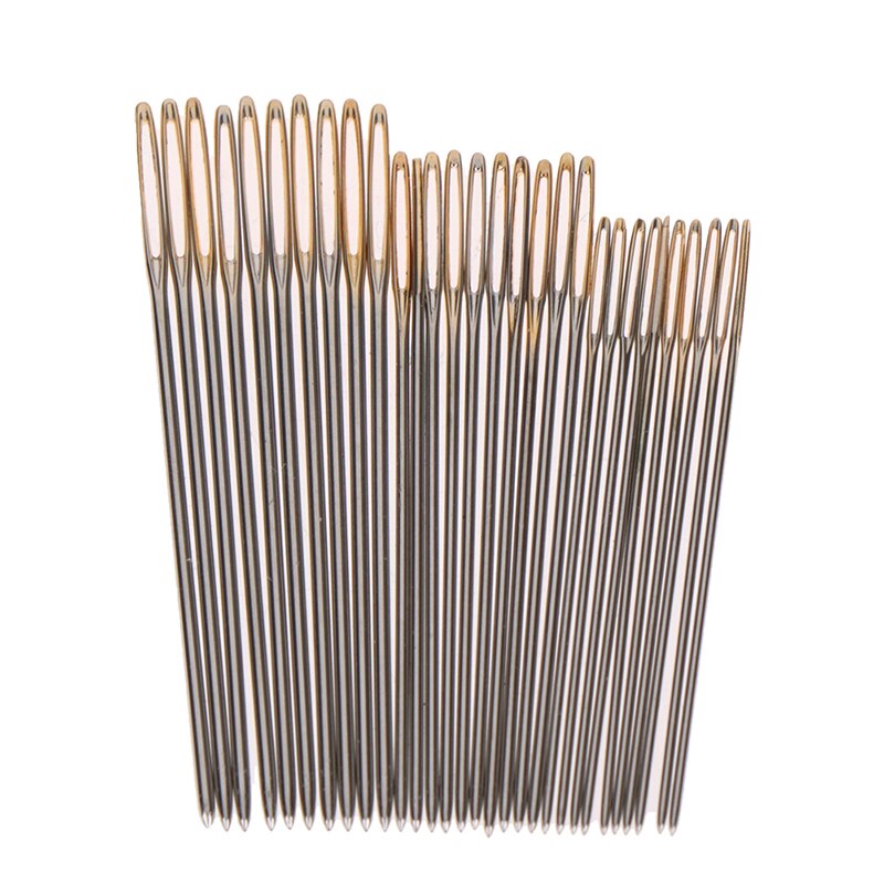 30 unids/set 3,4/3,7/4,1 CM agujas de coser a mano de cuero aguja de oro ojo bordado tapiz hogar lana agujas de coser DIY